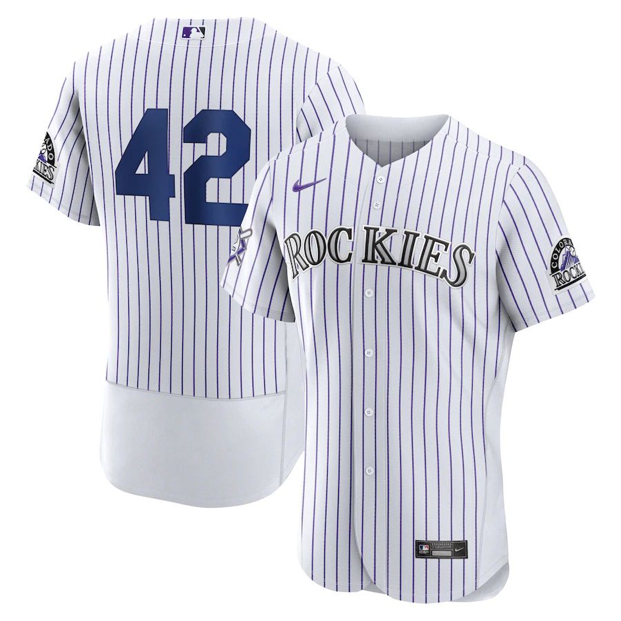 Men Colorado Rockies #42 Jackie Robinson Nike White Authentic Player MLB Jersey->youth mlb jersey->Youth Jersey